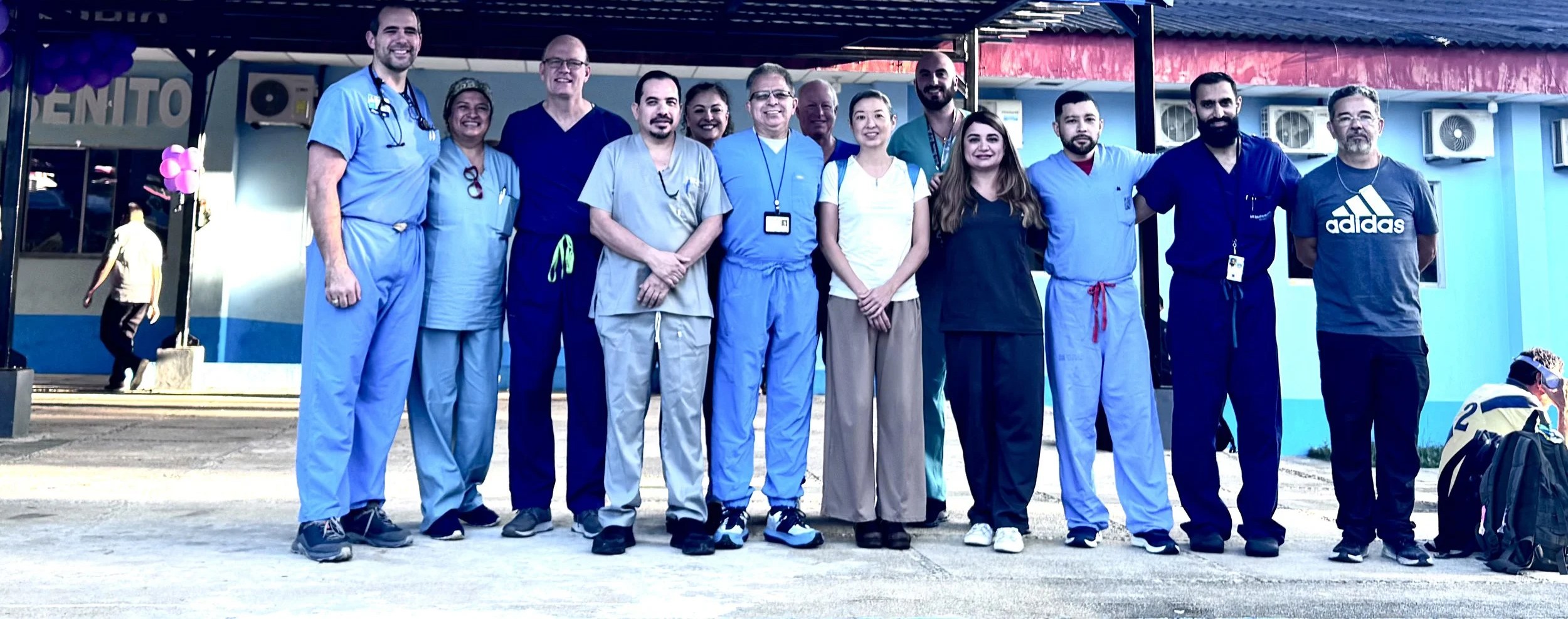 The Aid Via Action medical mission team outside Hospital Nacional de San Benito, Guatemala